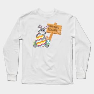 Egg Hunting Season Easter Rabbit With Sign Long Sleeve T-Shirt